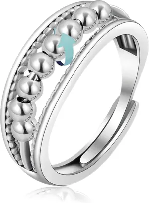 Vito 925 Sterling Silver Fidget Anxiety Ring for Women, Adjustable Open Spinner Ring Stress Relief Ring Stacking Band Anillos Jewelry Gift for Mom Daughter