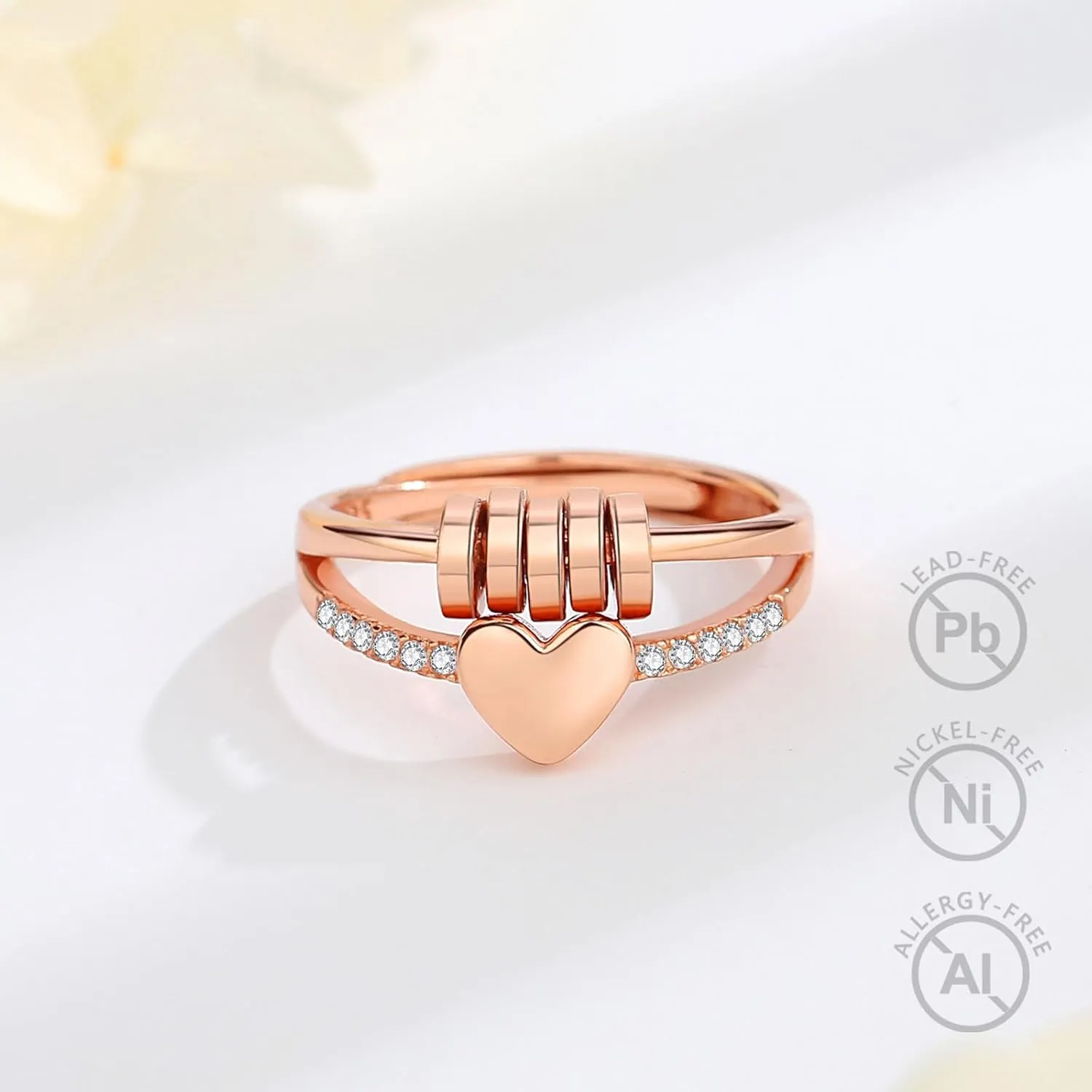 Vito 925 Sterling Silver Fidget Anxiety Ring for Women, Adjustable Open Spinner Ring Stress Relief Ring Stacking Band Anillos Jewelry Gift for Mom Daughter