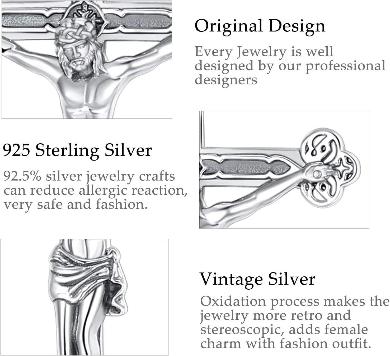 Vito 925 Sterling Silver Saint Necklace for Women Men, St Michael/Crucifix/Caravaca/St Jude Pendant Patron Saint Amulet Medal Religion Jewelry