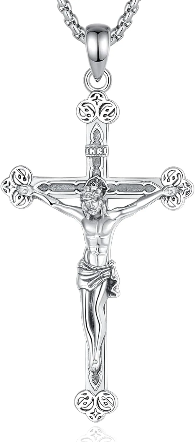 Vito 925 Sterling Silver Saint Necklace for Women Men, St Michael/Crucifix/Caravaca/St Jude Pendant Patron Saint Amulet Medal Religion Jewelry