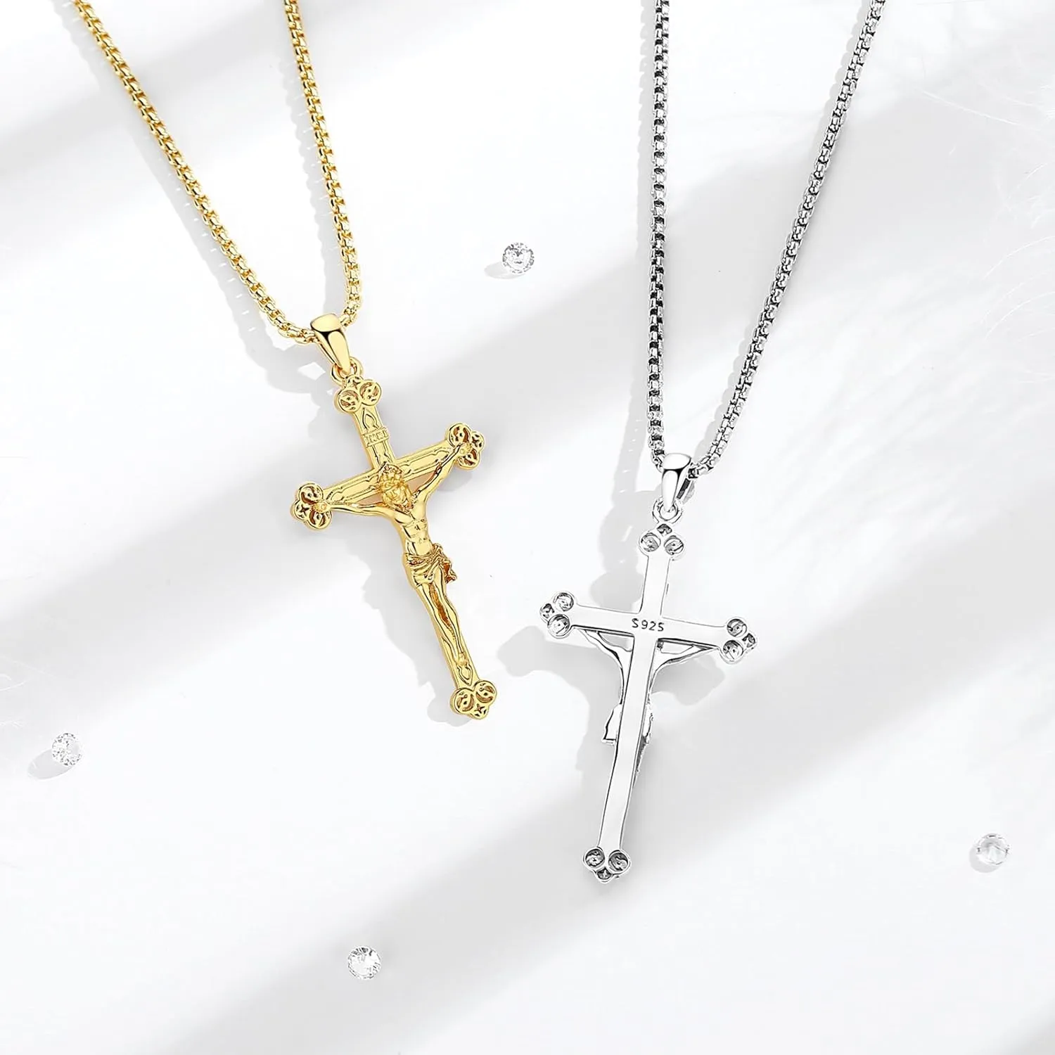 Vito 925 Sterling Silver Saint Necklace for Women Men, St Michael/Crucifix/Caravaca/St Jude Pendant Patron Saint Amulet Medal Religion Jewelry