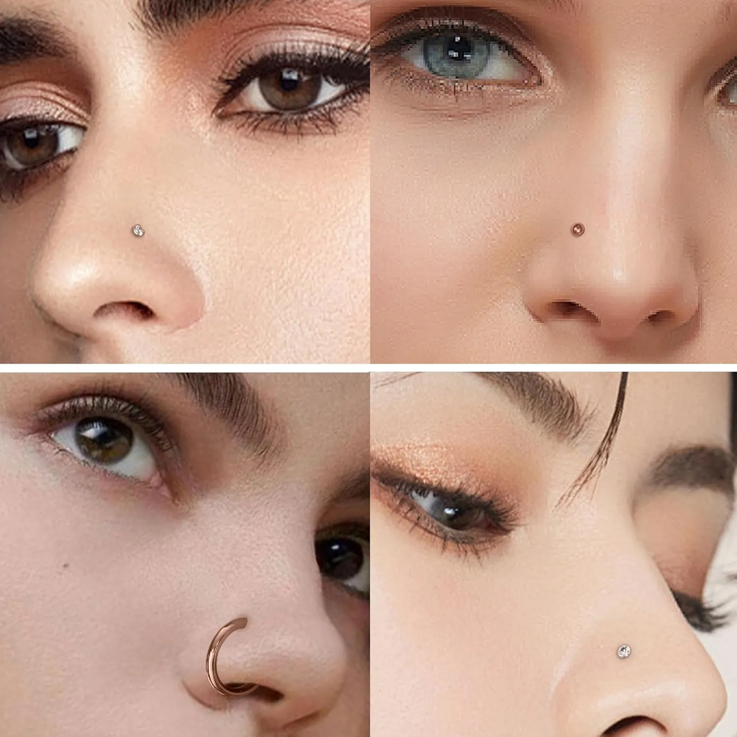 Vsnnsns 20G Nose Rings Studs Piercing Jewelry for Women 316L Surgical Stainless Steel L Shaped Corkscrew Straight Diamond CZ Hoop Nose Rings Studs Nostril Piercing Jewelry Hypoallergenic 20 Gauge