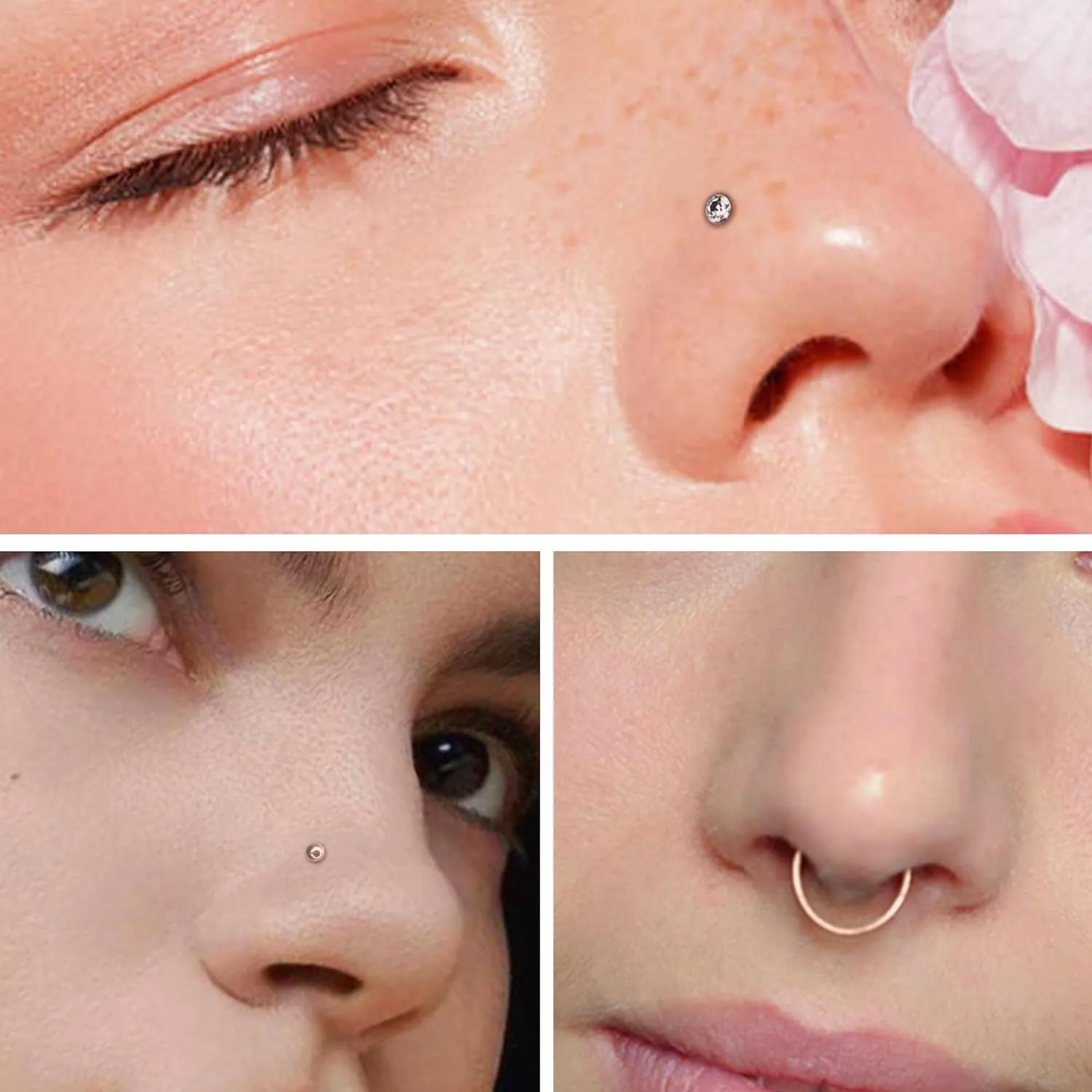 Vsnnsns 20G Nose Rings Studs Piercing Jewelry for Women 316L Surgical Stainless Steel L Shaped Corkscrew Straight Diamond CZ Hoop Nose Rings Studs Nostril Piercing Jewelry Hypoallergenic 20 Gauge