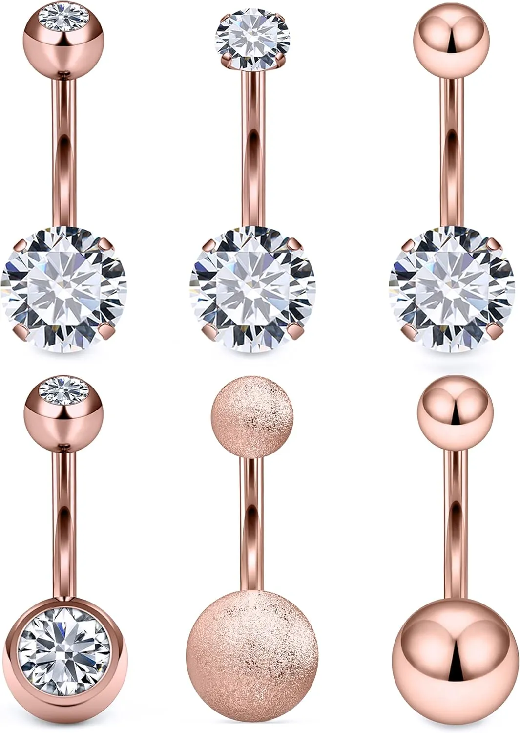 Vsnnsns Shiny Cubic Zirconia Belly Button Piercing - 14G, 8MM-14MM Navel Rings for Women and Men, 316L Stainless Steel