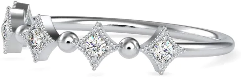 VVS Certified Star Style Ring in 14k White/Yellow/Rose Gold Studded with Round Natural Diamond Anniversary Ring for Women | Birthday Celebration Ring for Her | Couple Promise Ring (0.09 Cttw, IJ-SI)