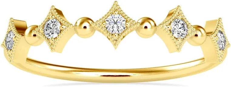 VVS Certified Star Style Ring in 18k White/Yellow/Rose Gold Studded with Round Natural Diamond Anniversary Ring for Women | Birthday Celebration Ring for Her | Couple Promise Ring (0.09 Cttw, IJ-SI)