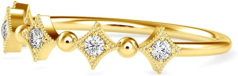 VVS Certified Star Style Ring in 18k White/Yellow/Rose Gold Studded with Round Natural Diamond Anniversary Ring for Women | Birthday Celebration Ring for Her | Couple Promise Ring (0.09 Cttw, IJ-SI)