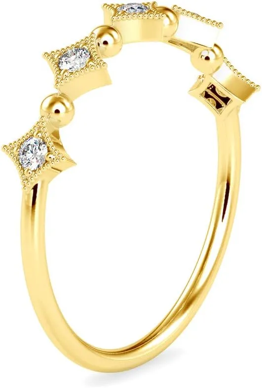 VVS Certified Star Style Ring in 18k White/Yellow/Rose Gold Studded with Round Natural Diamond Anniversary Ring for Women | Birthday Celebration Ring for Her | Couple Promise Ring (0.09 Cttw, IJ-SI)