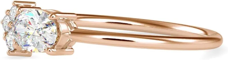 VVS Oval Solitaire Diamond Ring in 14k White/Yellow/Rose Gold with Oval & Round Natural Diamond Birthday Celebration Ring for Women | Couple Promise Rings | Anniversary Ring for Her (0.44 Cttw, IJ-SI)