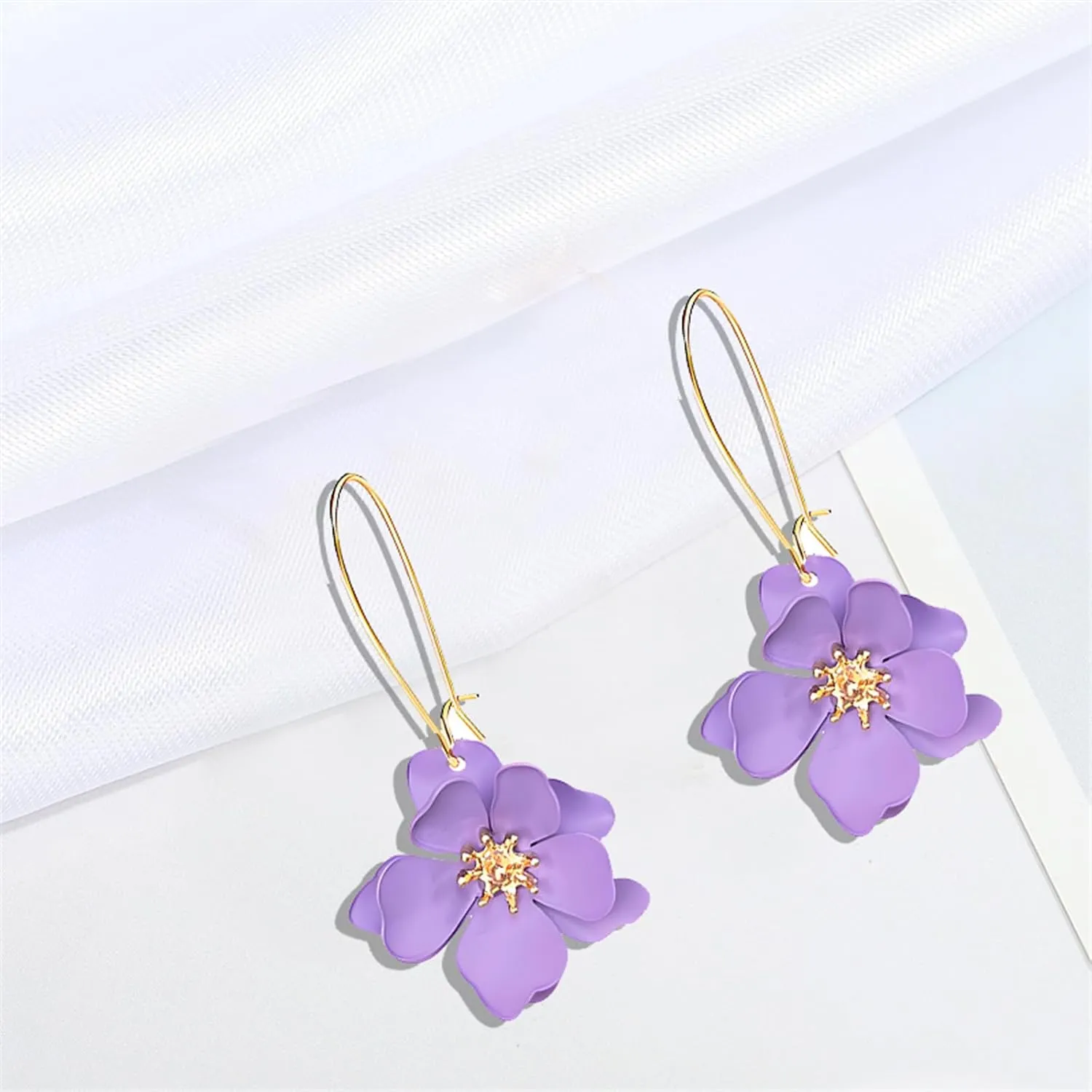 WCRAZYE Bohemian Daisy Flower Earrings Necklace Sets for Women Unique Trendy Boho Matte 3D Gold Flower Floral Petal Statement Earring Wedding Jewelry