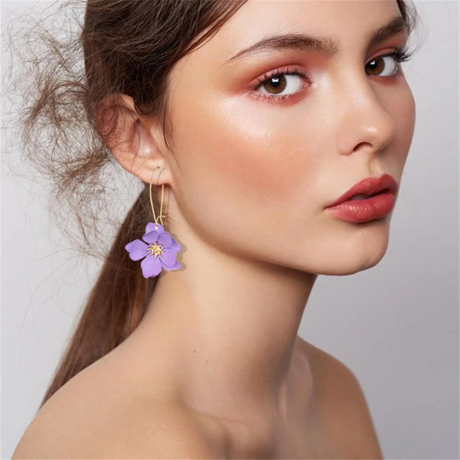 WCRAZYE Bohemian Daisy Flower Earrings Necklace Sets for Women Unique Trendy Boho Matte 3D Gold Flower Floral Petal Statement Earring Wedding Jewelry