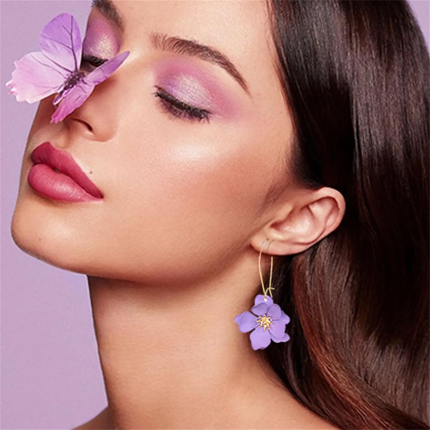 WCRAZYE Bohemian Daisy Flower Earrings Necklace Sets for Women Unique Trendy Boho Matte 3D Gold Flower Floral Petal Statement Earring Wedding Jewelry
