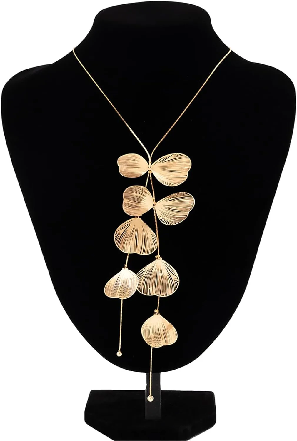 WCRAZYE Gold Flower Statement Floral Necklace Earring Sets for Women Fashion Petal Statement Necklace 14K Gold Plated Large Petals Necklace Unique Boho Floral Jewelry Accessessories Romantic Cool Gifts