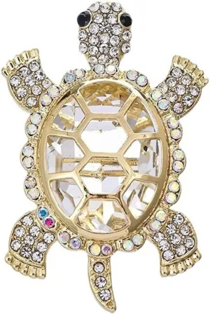 WCRAZYE Rhinestones Turtle Brooch Pin for Women Girls Cute Green Crystal Ocean Sea Marine Animals Tortoise Lapel Pin Dress Accessories Boutonniere Corsage for Hat Bag Gold Tone Great Gift for Wife Sisters Friends Daily Wear Dating