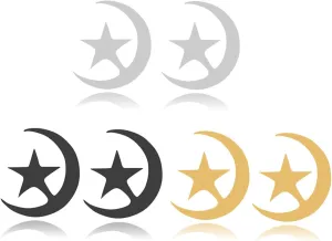 WCRAZYE Star Earrings for Women Simple Delicate Small Star Earrings Minimalist Stainless Steel Star Moon Pentacle Stud Earrings 14K Gold Stud Earrings Hypoallergenic Jewelry