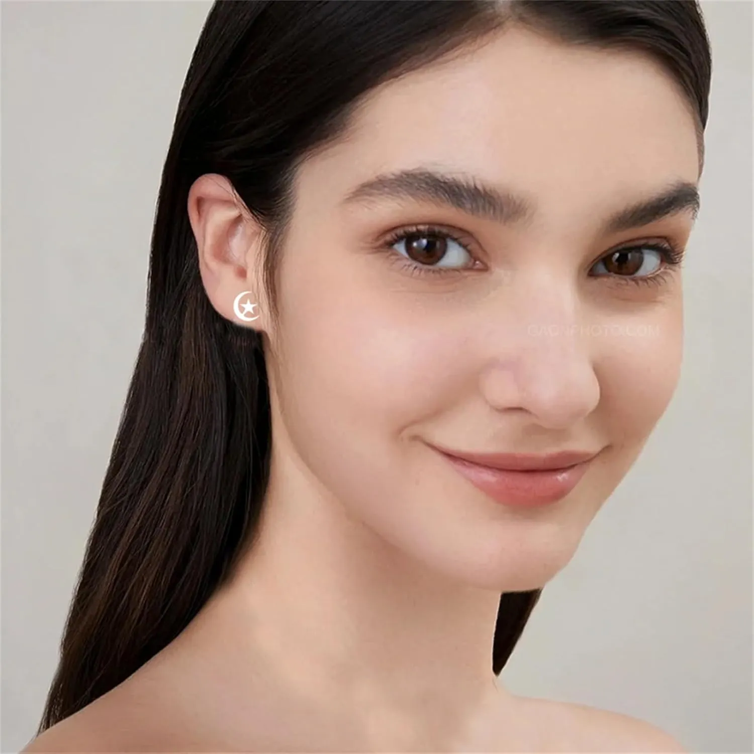 WCRAZYE Star Earrings for Women Simple Delicate Small Star Earrings Minimalist Stainless Steel Star Moon Pentacle Stud Earrings 14K Gold Stud Earrings Hypoallergenic Jewelry