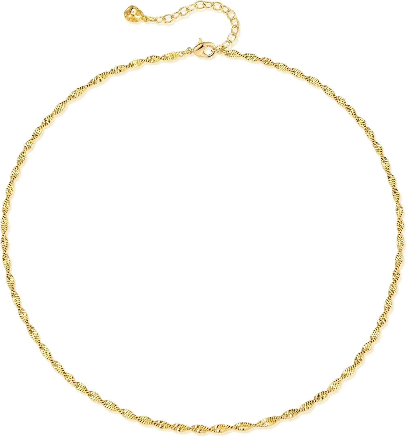 WEARON Gold Choker Necklace for Women 18K Gold Plated Dainty Bead Gene Figaro Heart Herringbone Paperclip Chain Choker Necklace Delicate Choker Jewelry Gifts for Women