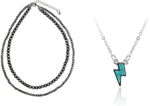 Western Navajo Pearl Necklace for Women Turquoise Cowgirl Beaded Pendant Boho Vintage Layered Choker Jewelry for Girls Birthday Party Gifts