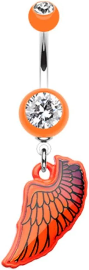 WildKlass Jewelry Bright Angel Wing 316L Surgical Steel Belly Button Ring