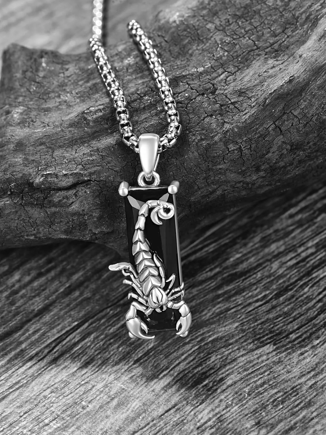 Wolf/Tiger/Lion/Dog/Spider/Eagle/Scorpion Necklace for Women Men 925 Sterling Silver Animal Necklace Black Crytal Cool Necklace Jewelry Gifts