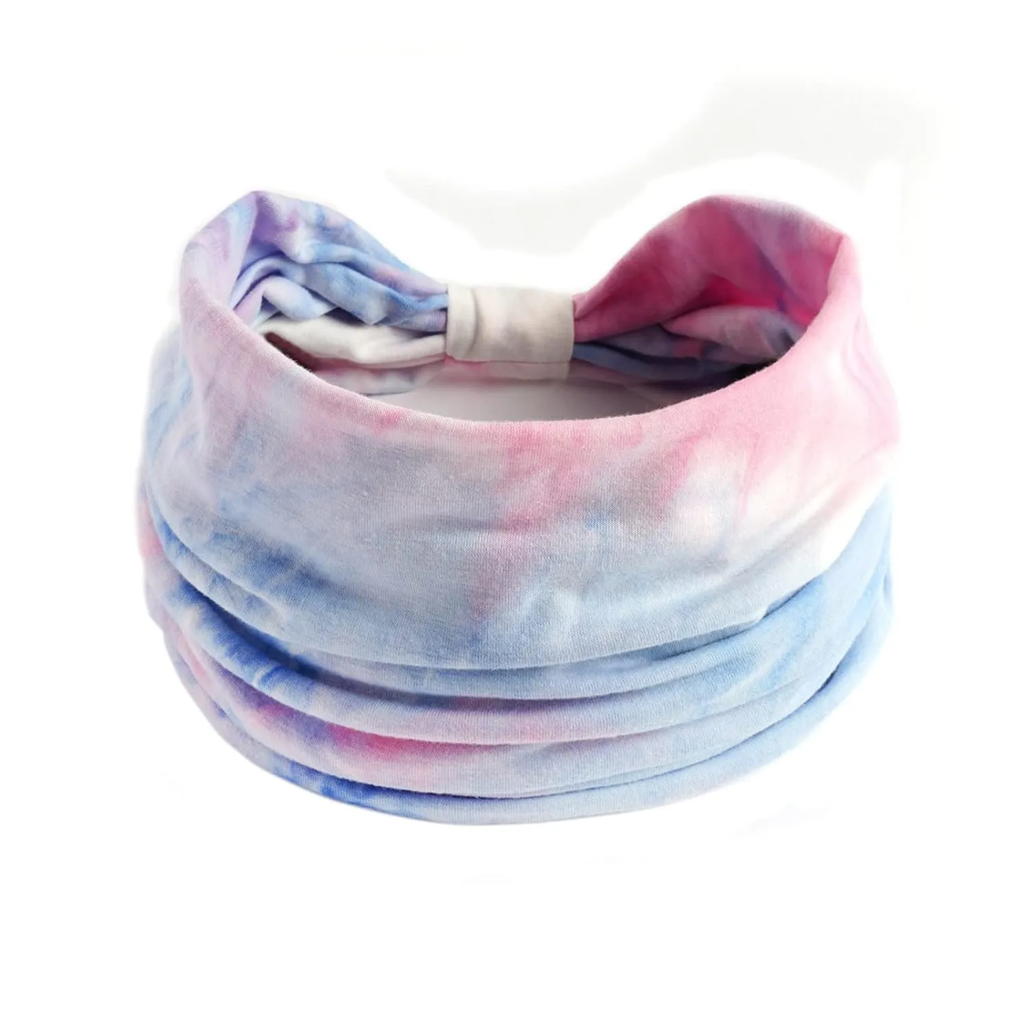 Women Casual Headband Stretchy Tie Dye Rainbow Color Widening Yoga Hairband Sports Elastic Sweat Absorbing Headband Sweat Head