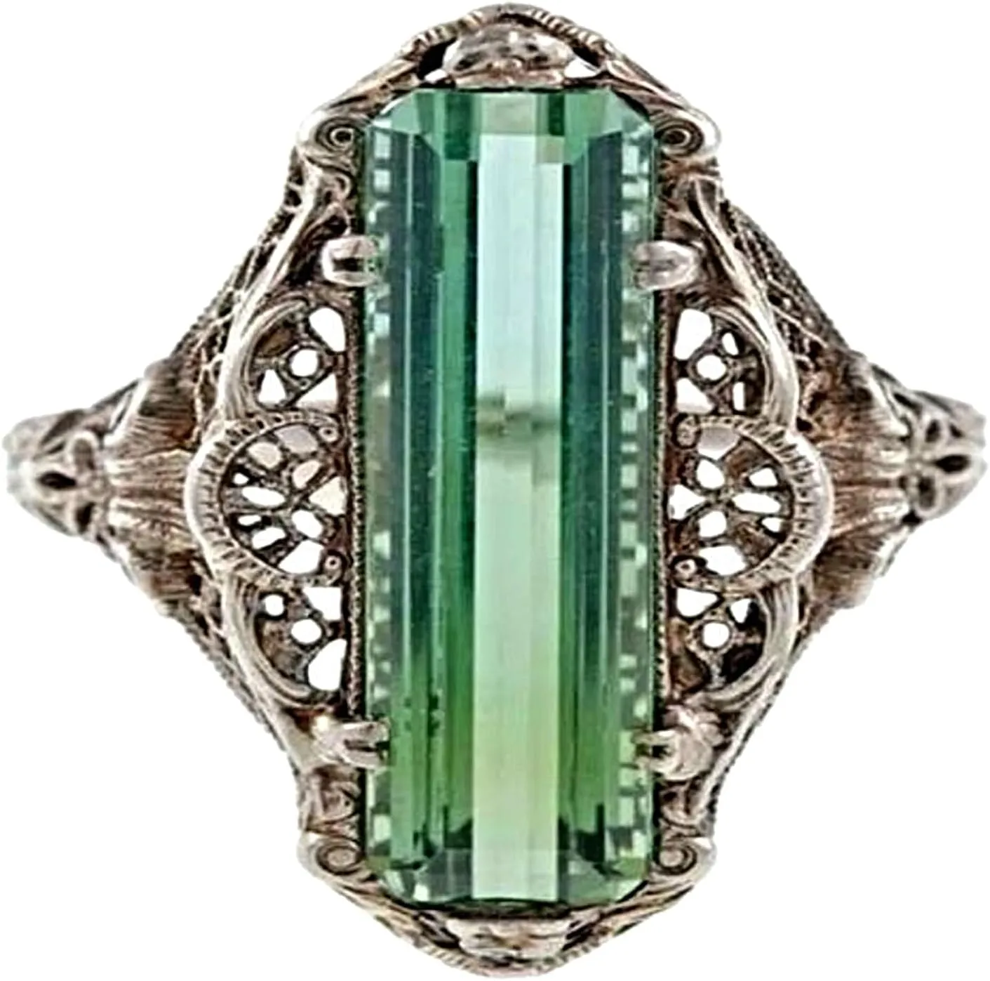 Women Fashion Ring Jewelry Wedding Rings,Women Ring Hollow Out Green Cubic Zirconia Jewelry Vintage Finger Ring for Wedding Party Banquet Birthday Green US 10