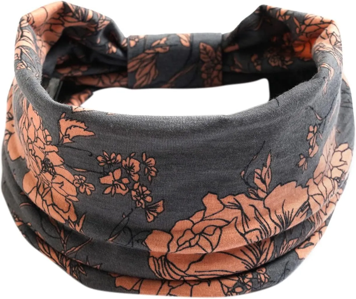 Women Sport Wrap Knotted Exercise Elastic Running Yoga Wicking Headband Sports Hijab Ladies Elastic Headband (F, One Size)