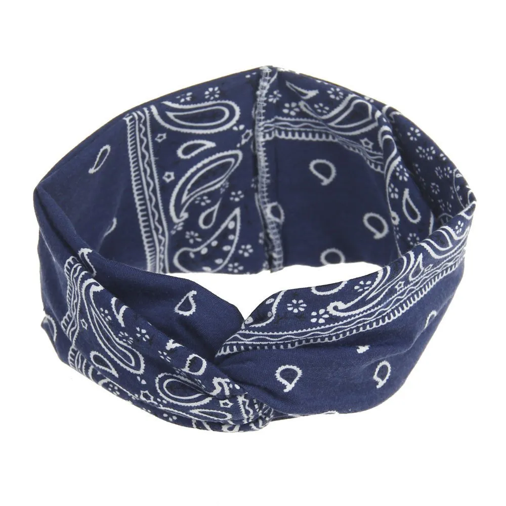 Women Wide Headbands Boho Bandeau Headbands Floral Printed Hair Band for Yoga Outdoor Sport