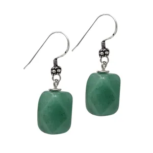 Women's Handmade Natural Gemstone and Sterling Silver Hook Dangle Drop Earrings Unique Shape Drop earrings for Women, ladies and Girls (Green Aventurine)