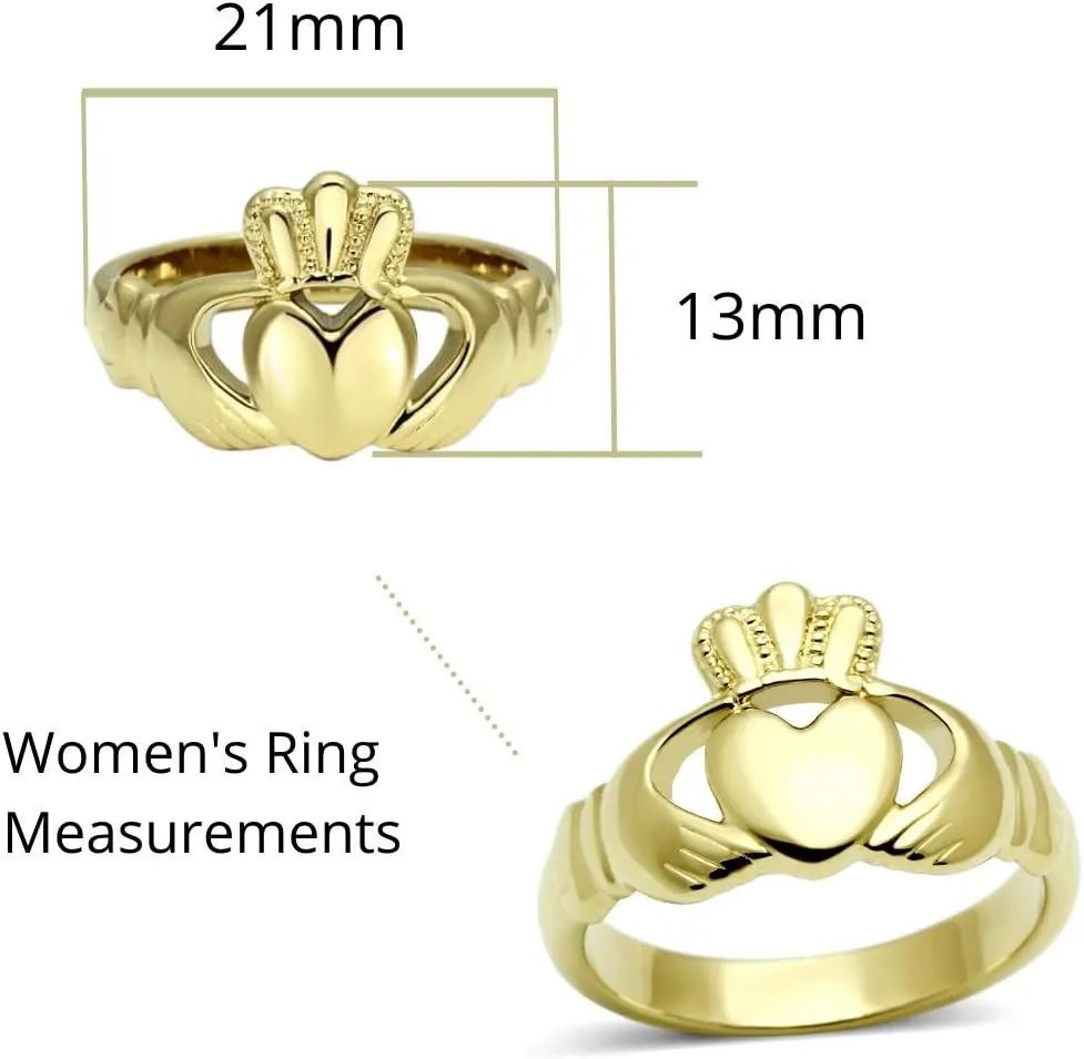 Women's Silver Claddagh Celtic Irish Fashion Comfort Statement Love Ring