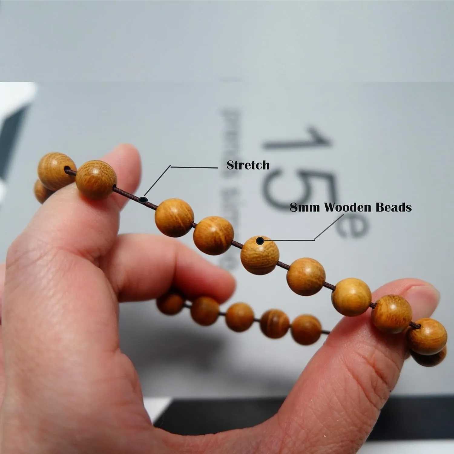 Wooden Beaded Bracelet Multi-Layered Stretch Bracelet for Men and Women Elastic Bracelet 6pcs