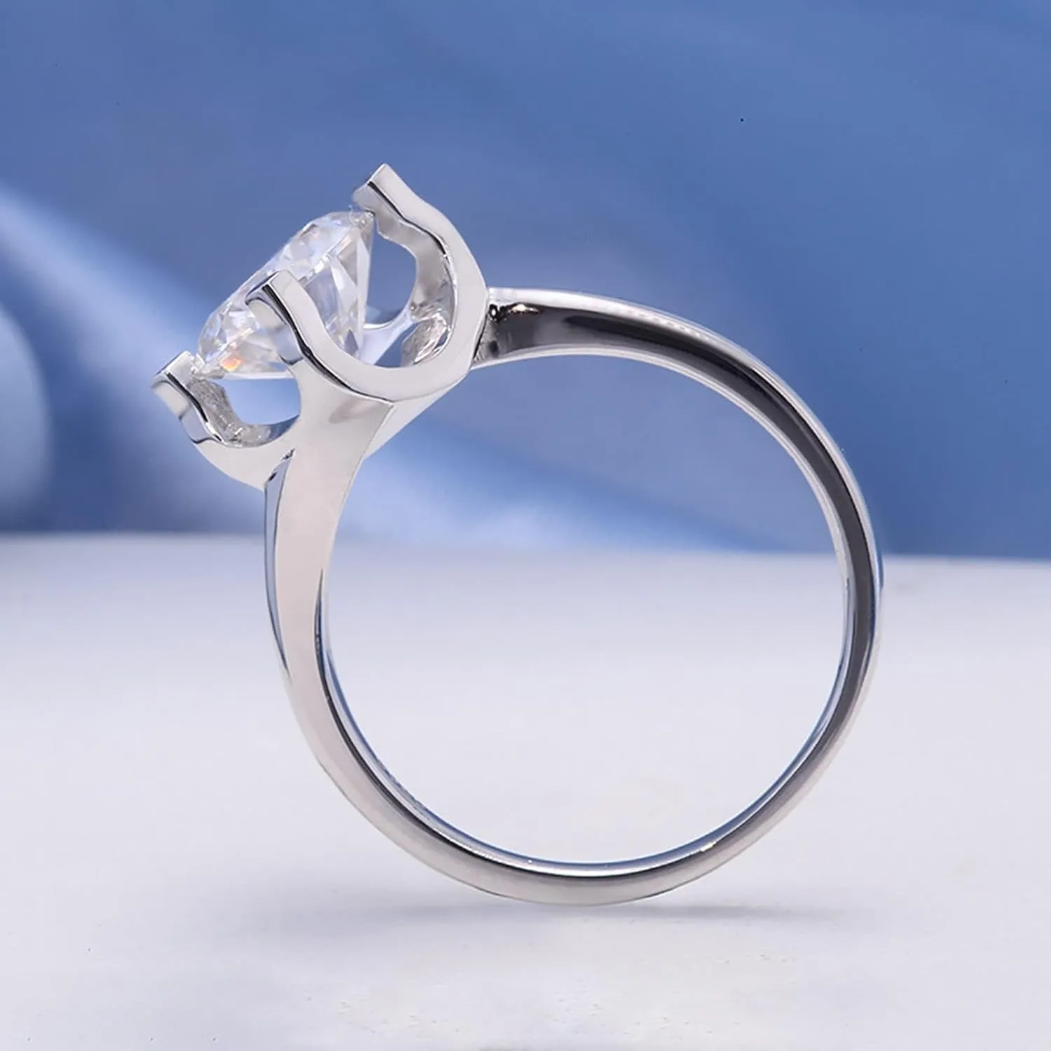 Wycian Simple Rings, 18K Rings Gold 0.8CT White Round Created Diamond Stackable Knuckle for Women Engagement