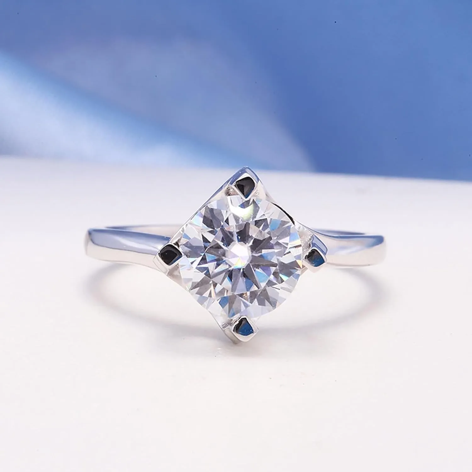 Wycian Simple Rings, 18K Rings Gold 0.8CT White Round Created Diamond Stackable Knuckle for Women Engagement
