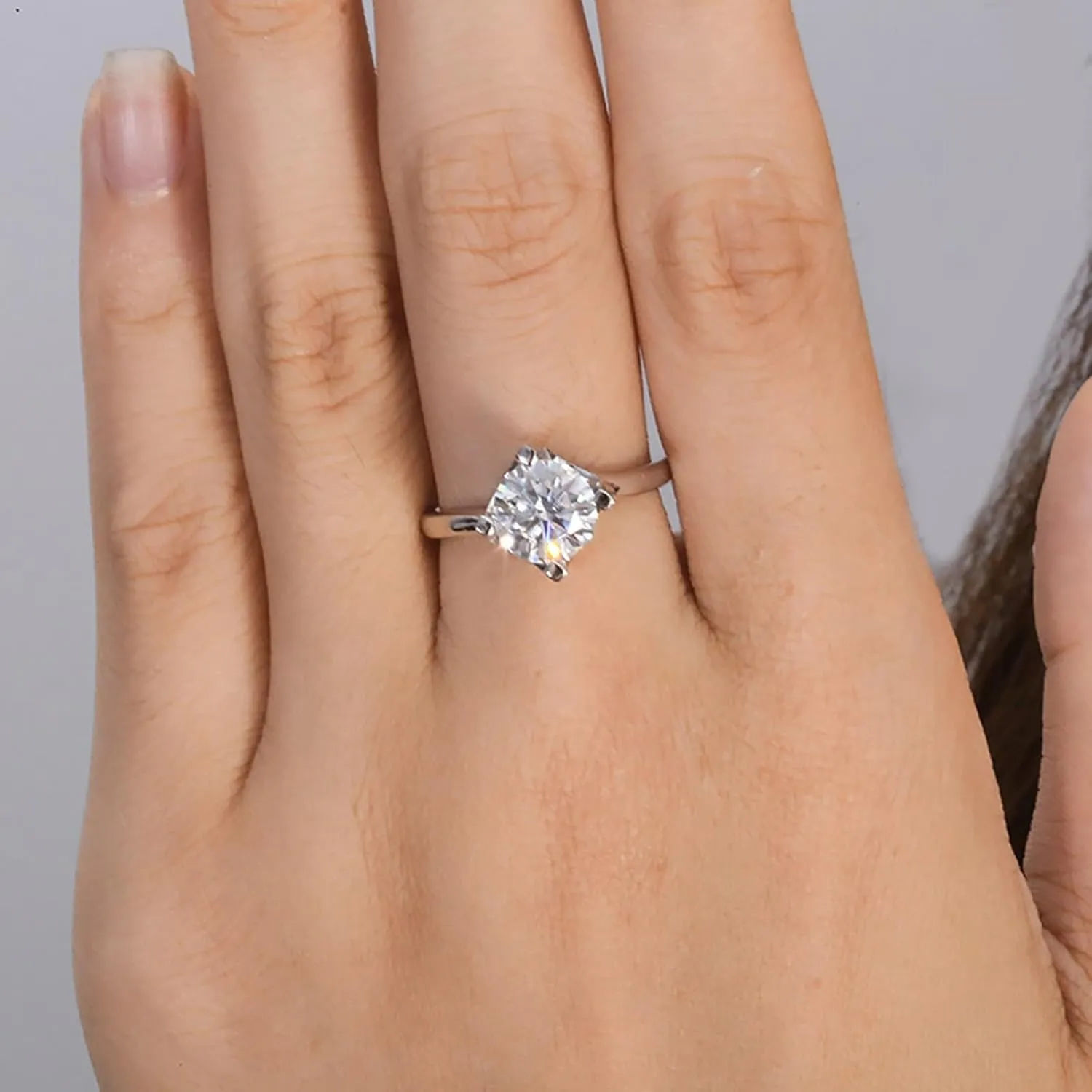 Wycian Simple Rings, 18K Rings Gold 0.8CT White Round Created Diamond Stackable Knuckle for Women Engagement