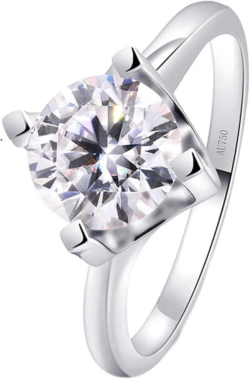 Wycian Simple Rings, 18K Rings Gold 0.8CT White Round Created Diamond Stackable Knuckle for Women Engagement