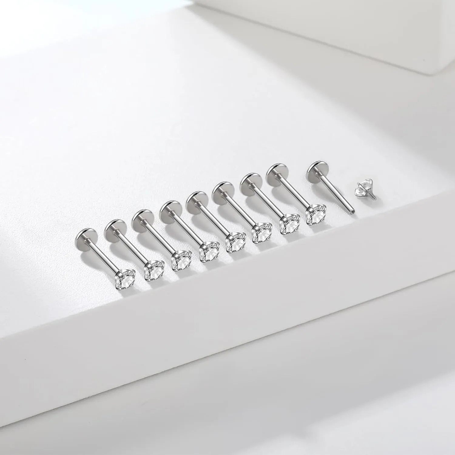 Xpircn 16G 18G Labret Monroe Lip Rings Nose Helix Tragus Earring Studs Piercing Jewelry 9PCS