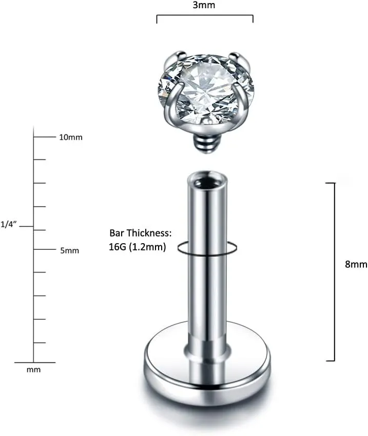 Xpircn 16G 18G Labret Monroe Lip Rings Nose Helix Tragus Earring Studs Piercing Jewelry 9PCS