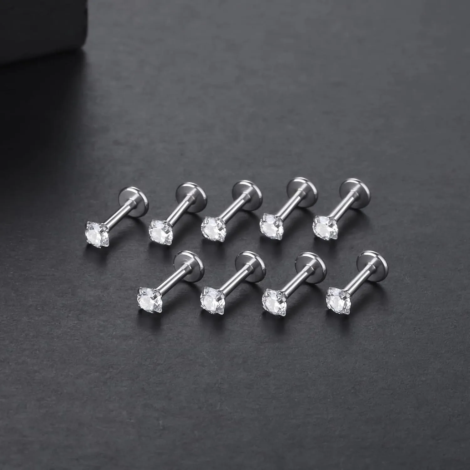 Xpircn 16G 18G Labret Monroe Lip Rings Nose Helix Tragus Earring Studs Piercing Jewelry 9PCS