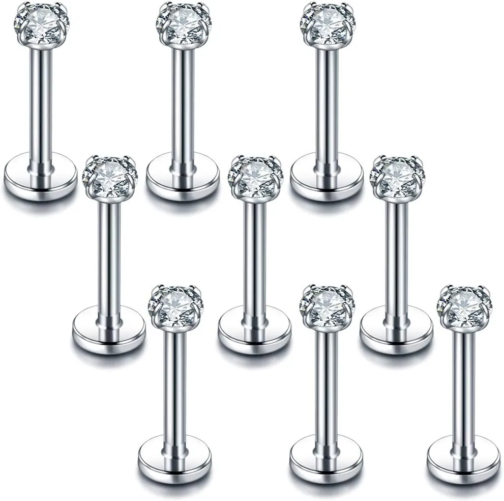 Xpircn 16G 18G Labret Monroe Lip Rings Nose Helix Tragus Earring Studs Piercing Jewelry 9PCS