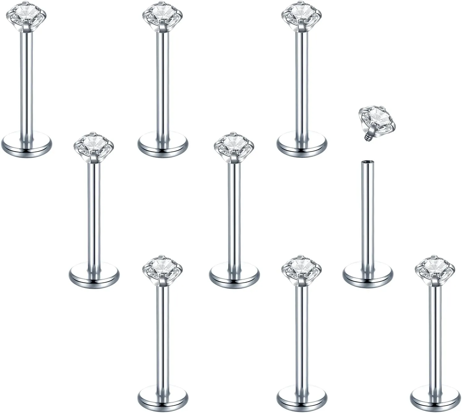 Xpircn 16G 18G Labret Monroe Lip Rings Nose Helix Tragus Earring Studs Piercing Jewelry 9PCS