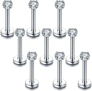 Xpircn 16G 18G Labret Monroe Lip Rings Nose Helix Tragus Earring Studs Piercing Jewelry 9PCS