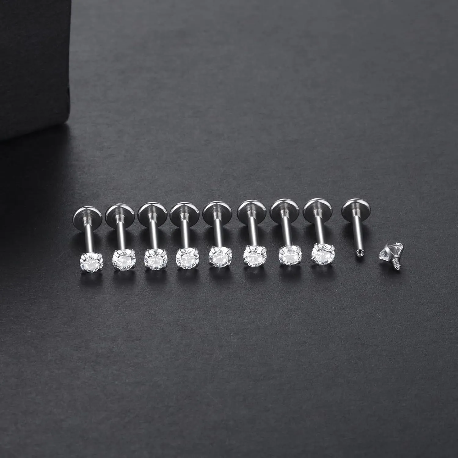 Xpircn 16G 18G Labret Monroe Lip Rings Nose Helix Tragus Earring Studs Piercing Jewelry 9PCS