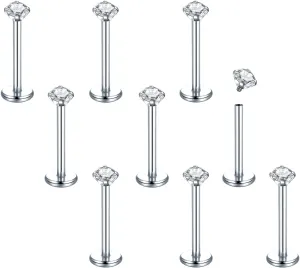 Xpircn 16G 18G Labret Monroe Lip Rings Nose Helix Tragus Earring Studs Piercing Jewelry 9PCS