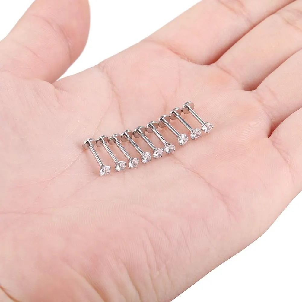 Xpircn 16G 18G Labret Monroe Lip Rings Nose Helix Tragus Earring Studs Piercing Jewelry 9PCS