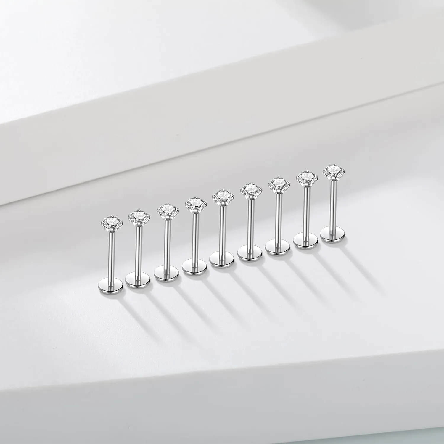 Xpircn 16G 18G Labret Monroe Lip Rings Nose Helix Tragus Earring Studs Piercing Jewelry 9PCS