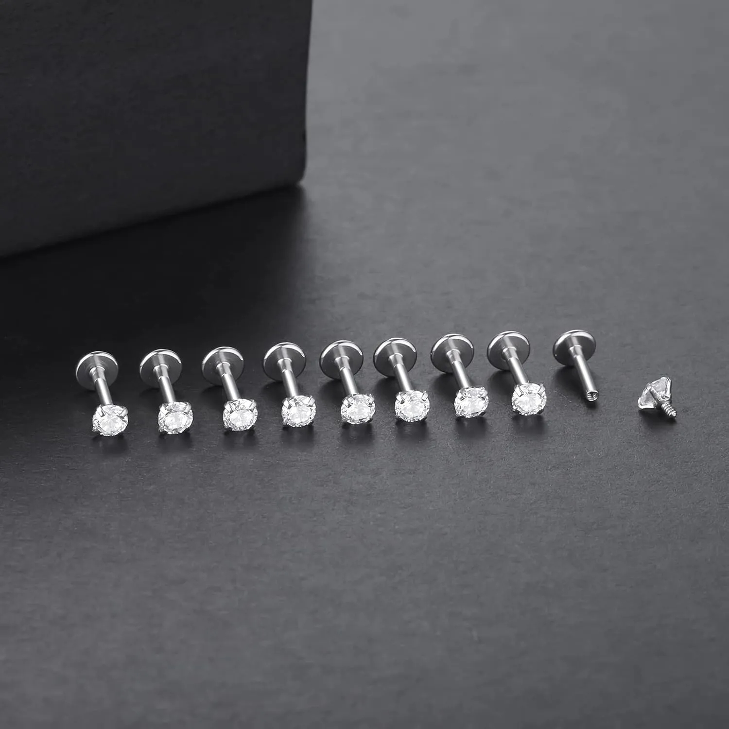 Xpircn 16G 18G Labret Monroe Lip Rings Nose Helix Tragus Earring Studs Piercing Jewelry 9PCS