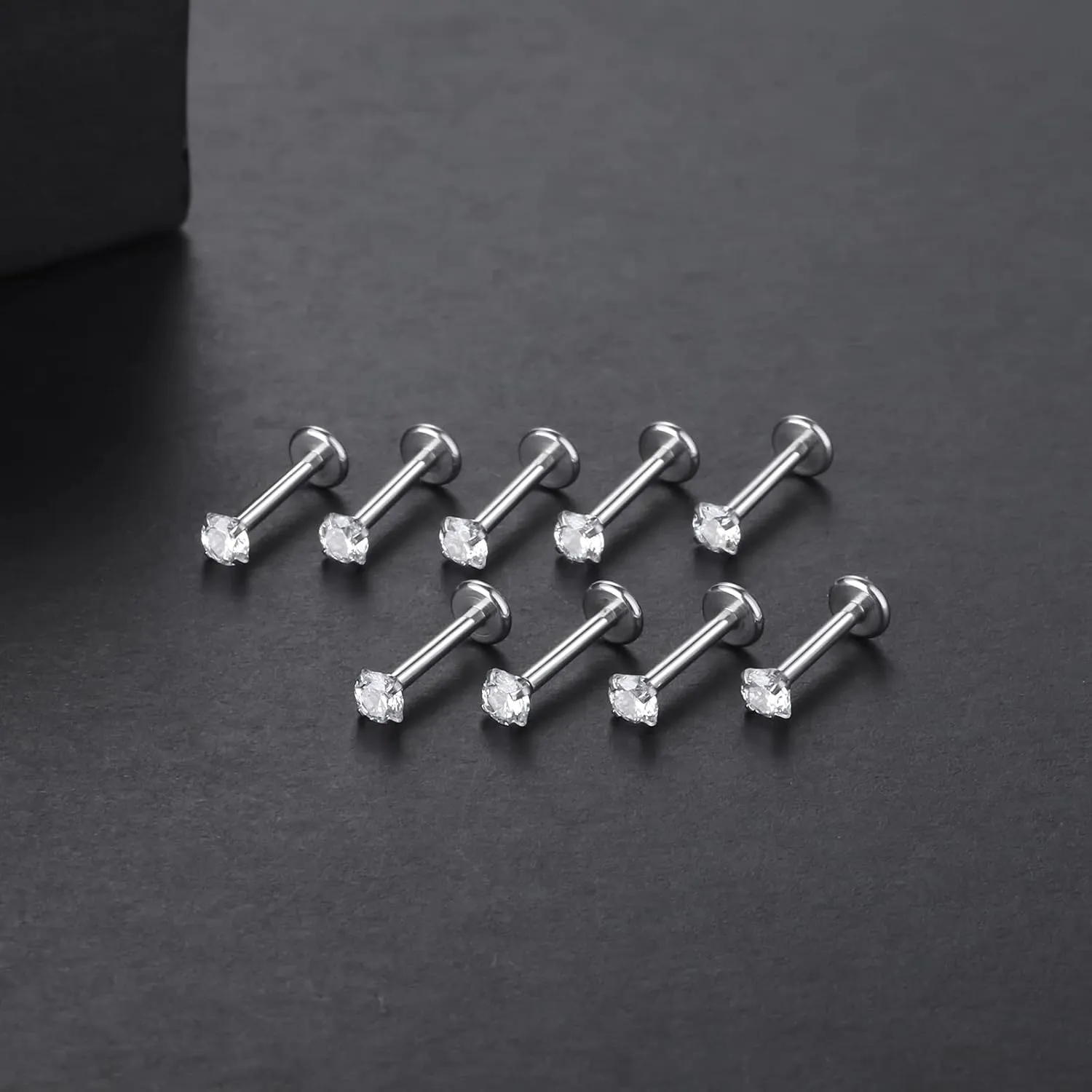 Xpircn 16G 18G Labret Monroe Lip Rings Nose Helix Tragus Earring Studs Piercing Jewelry 9PCS