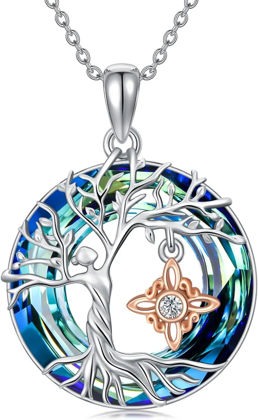 YAFEINI Nudo de brujas Plata 925 Original Witches Knot Necklace Sterling Silver Tree of Life Witch Jewelry for Women