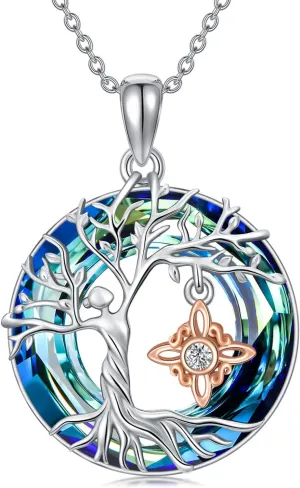 YAFEINI Nudo de brujas Plata 925 Original Witches Knot Necklace Sterling Silver Tree of Life Witch Jewelry for Women