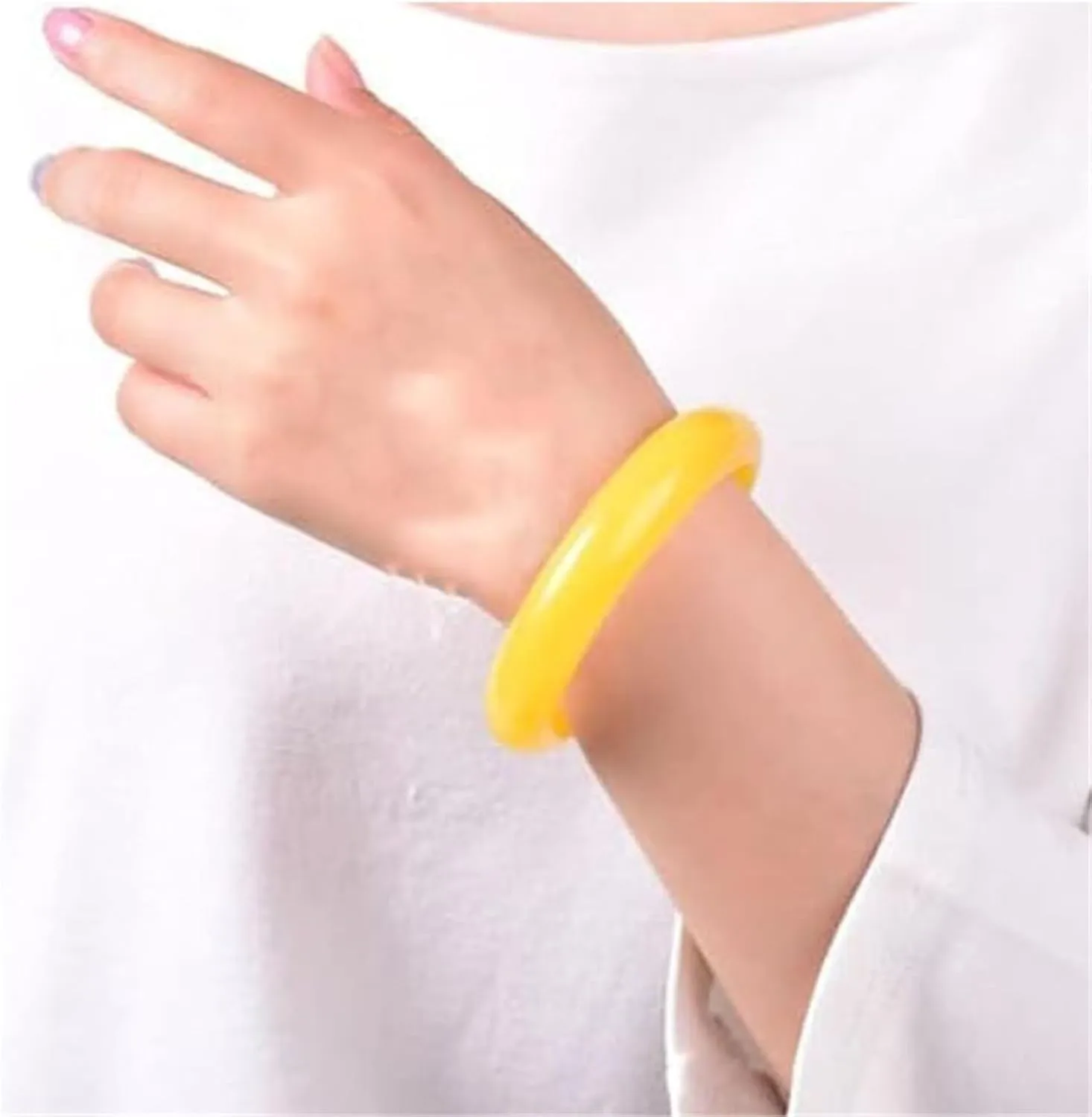 Yellow Jade Bangle Bracelet for Women, Natural Genuine Jade Gemstone Jadeite Bangle